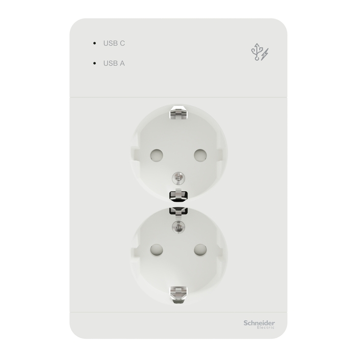 Vägguttag 2-vägs USB Jordat Exxact Schneider Electric